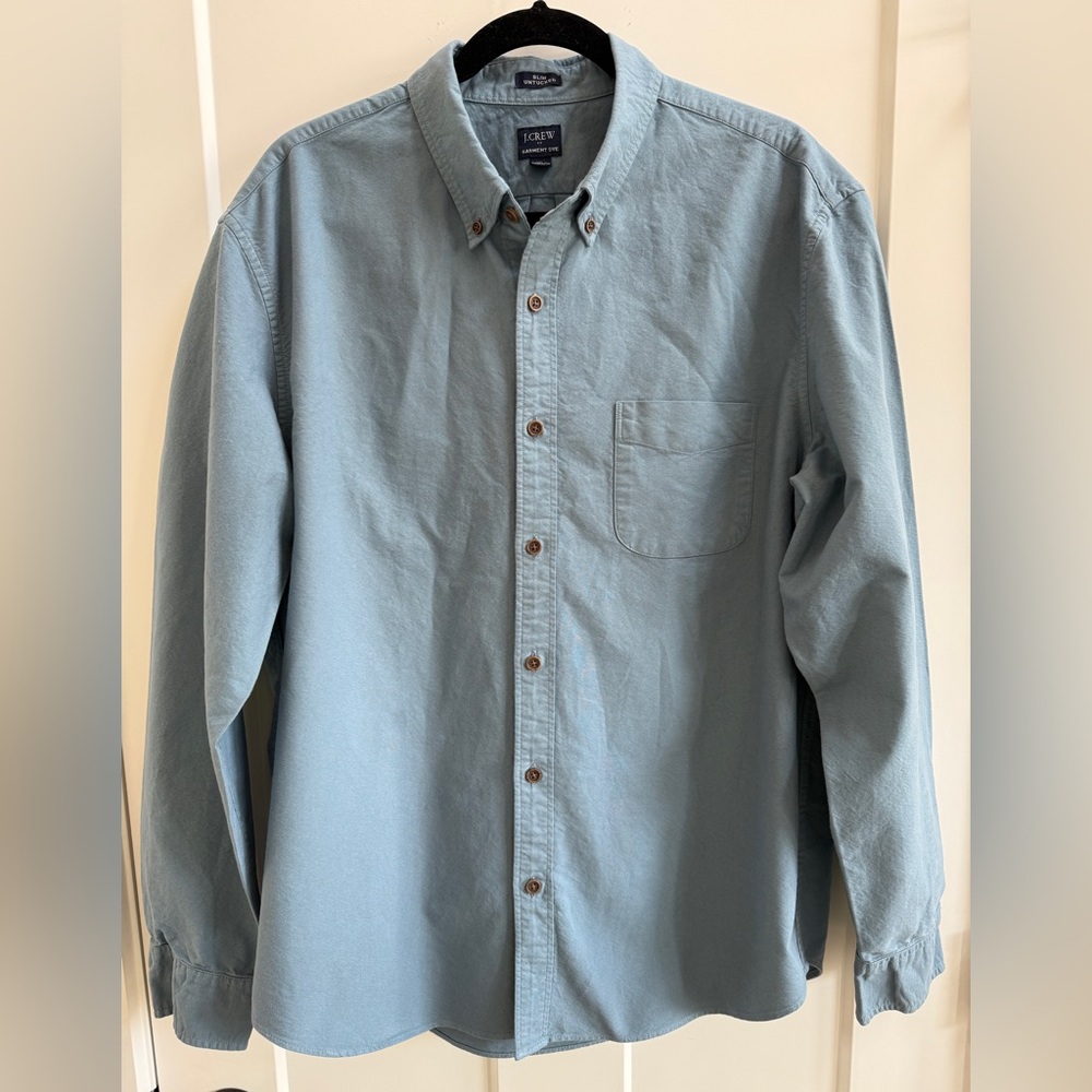 J Crew Garment Dyed Cotton Slim Untucked Oxford Shirt Size XL A6